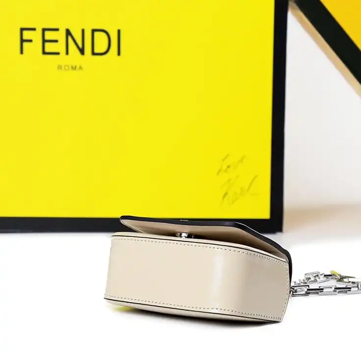 Vintage HOT Calf Nano F Fendi Bag In Beige Leather 0701
